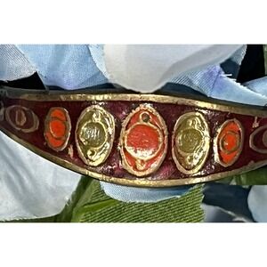 Bangle open cuff bracelet brass‎ toned hand painted